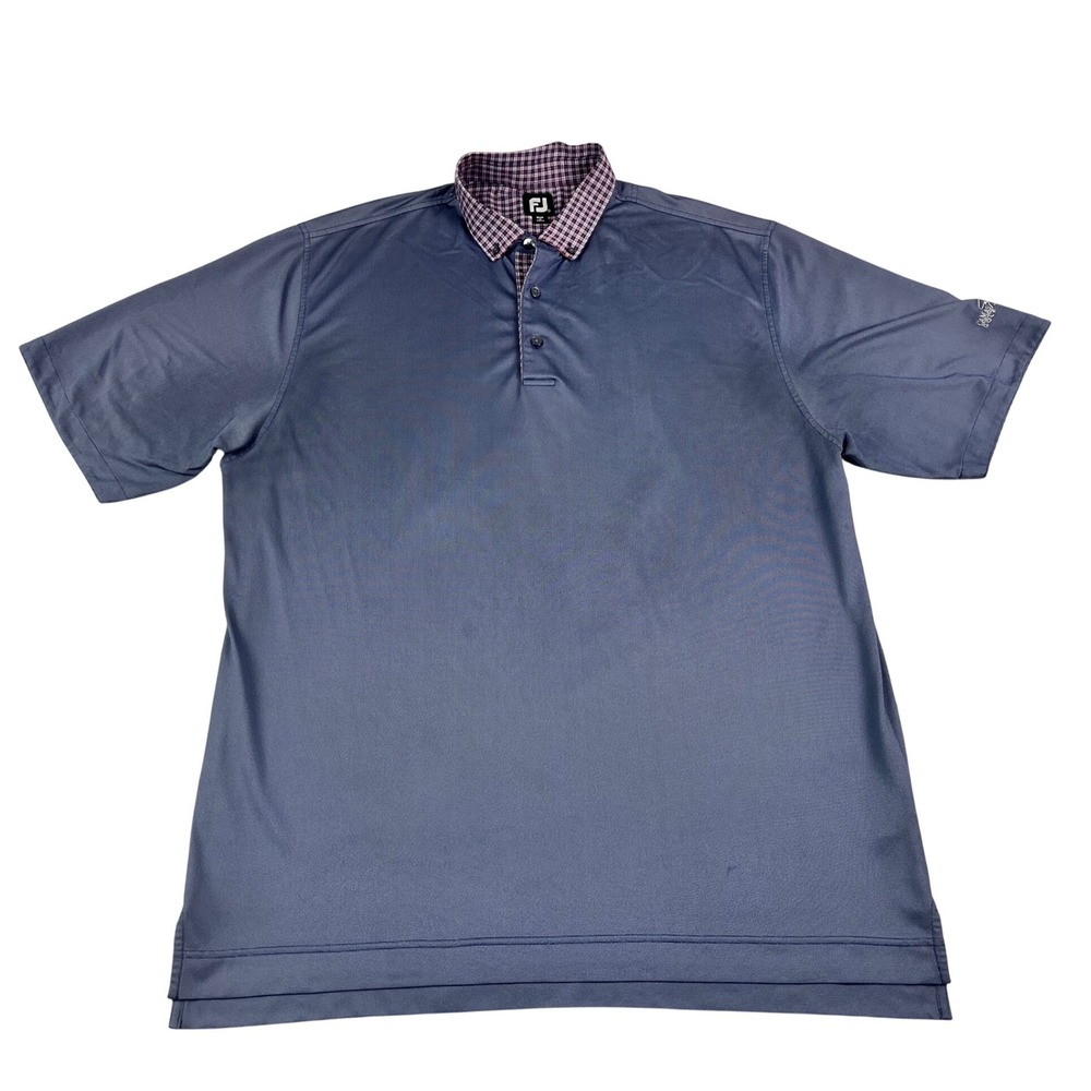 FootJoy FJ Golf Polo Shirt Mens XXL Plaid Collar Short Sleeve Camas Meadows Club